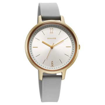 Sonata Splash Quartz Analog Silver Dial Plastic Strap Watch for Women