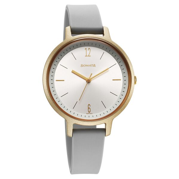 Sonata Splash Quartz Analog Silver Dial Plastic Strap Watch for Women - image number 0
