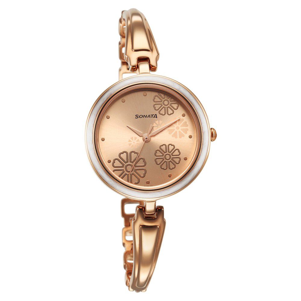 Buy Online Sonata Utsav Rose Gold Dial Watch for Women ns8166wm03 Sonata