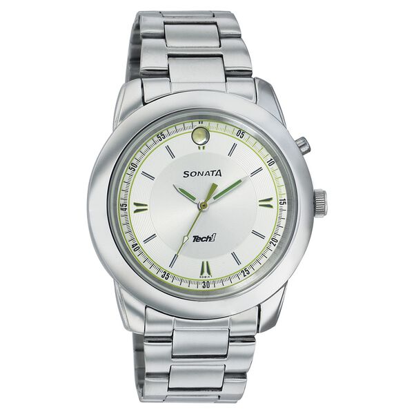 Sonata Quartz Analog Silver Dial Stainless Steel Strap Watch for Men - image number 0