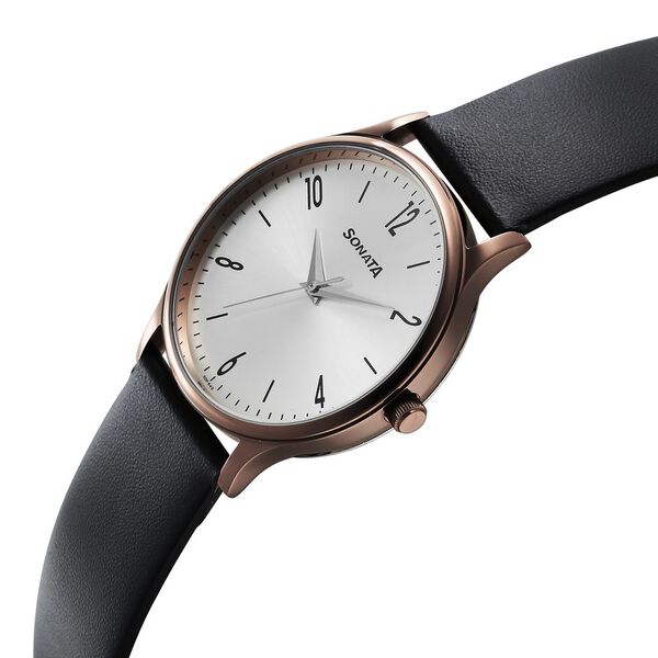 Sonata Aspire Quartz Analog Silver Dial Leather Strap Watch for Men - image number 1