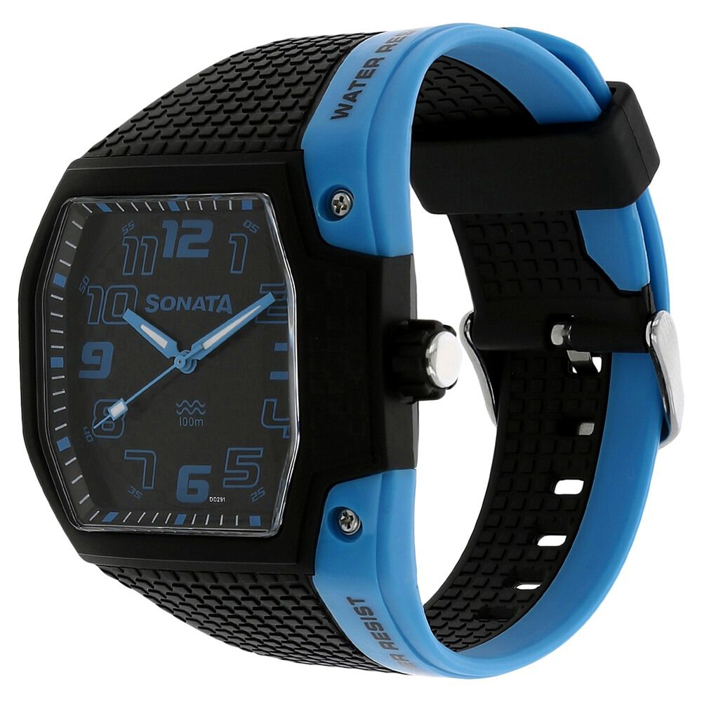 Buy Online SF Quartz Analog Black Dial Plastic Strap Watch for Men 77012pp02j Sonata