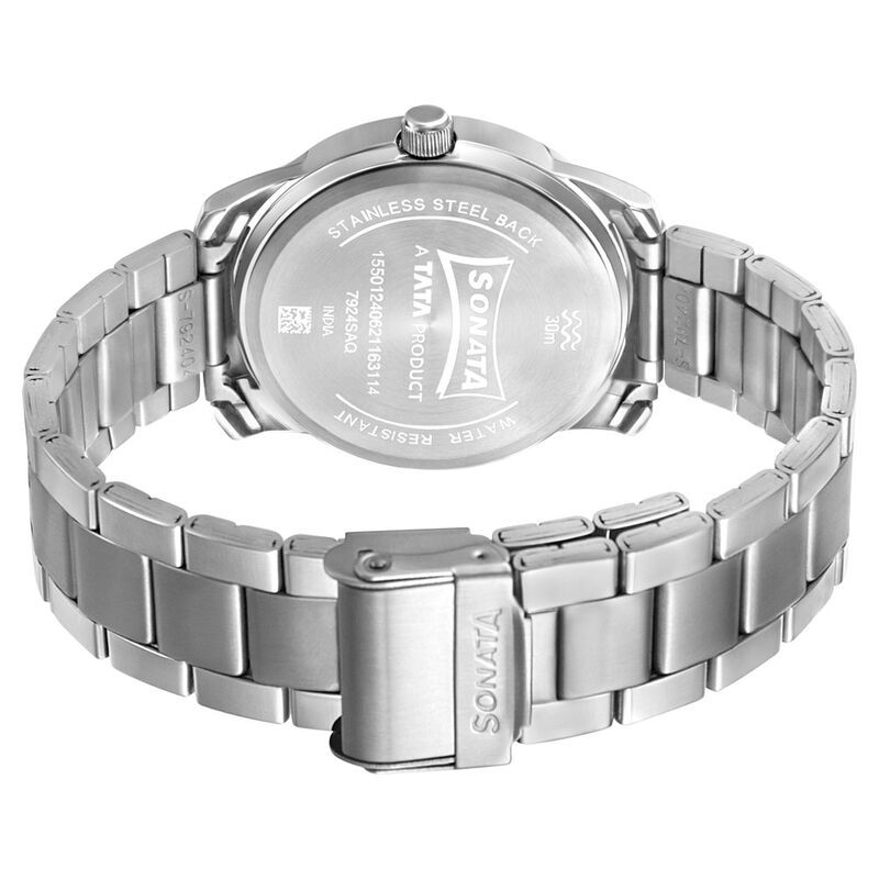 Sonata RPM Quartz Analog with Day and Date Silver Dial Stainless Steel Strap Watch for Men - image number 3