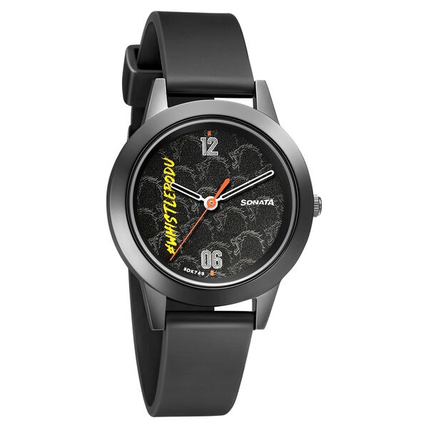 Sonata CSK Black Dial Women Watch With TPU Strap - image number 0
