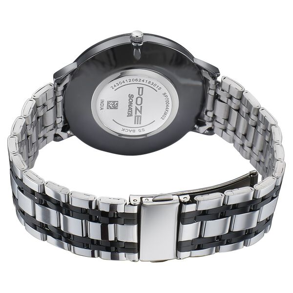 Sonata Poze Quartz Analog Black Dial Silver Metal Strap Watch For Men - image number 5