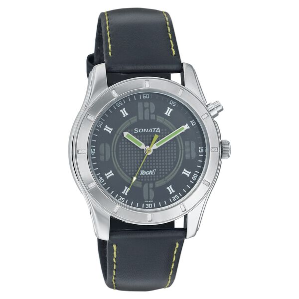 Sonata Quartz Analog Black Dial Leather Strap Watch for Men - image number 0