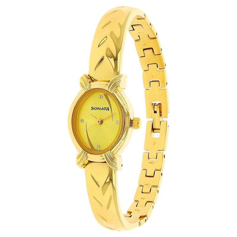 Sonata Quartz Analog Golden Dial Metal Strap Watch for Women - image number 1