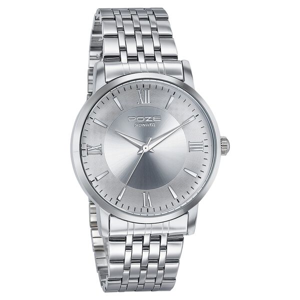 Sonata Poze Quartz Analog Silver Dial Metal Strap Watch For Men - image number 2