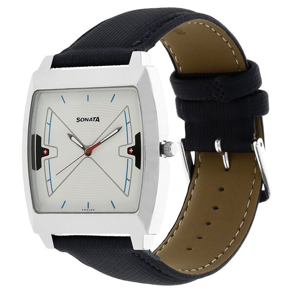 Sonata Quartz Analog White Dial Leather Strap Watch for Men - image number 1