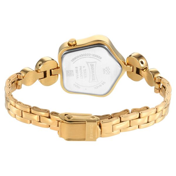 Sonata Utsav Beige Dial Yellow Bi Metal Strap Watch for Women - image number 3