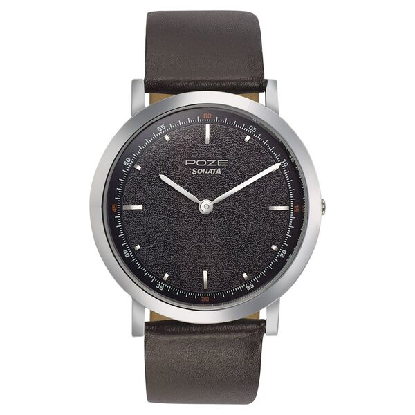 Sonata Poze Quartz Analog Blue Dial Leather Strap Watch for Men - image number 1