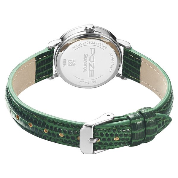 Poze by Sonata Quartz Analog Green Dial PU Leather Strap Watch for Women - image number 4