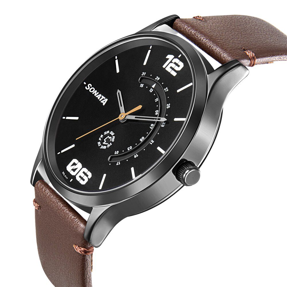 Sonata leather watches for mens online