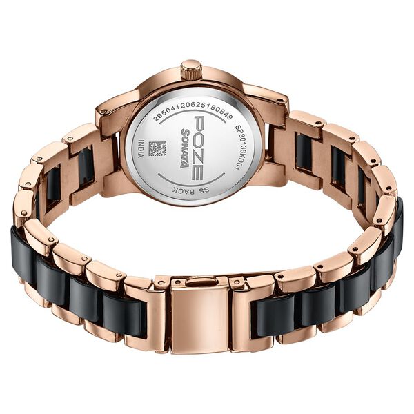 Sonata Poze Quartz Analog White Dial Two Toned Metal & Plastic Strap Watch For Women - image number 6
