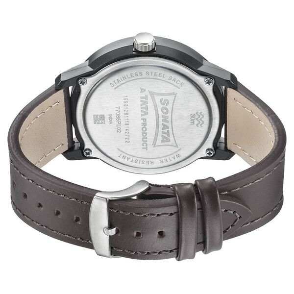Sonata Quartz Analog Green Dial Leather Strap Watch for Men - image number 3