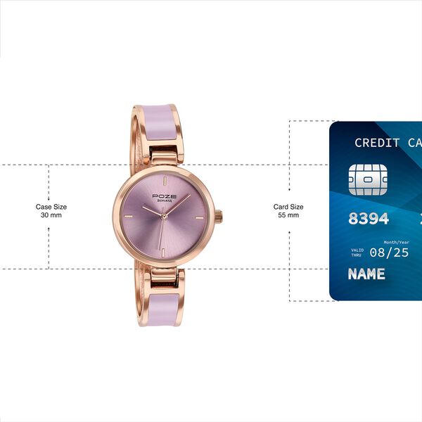 Sonata Poze Quartz Analog Purple Dial Two Toned Kada Strap Watch For Women - image number 3