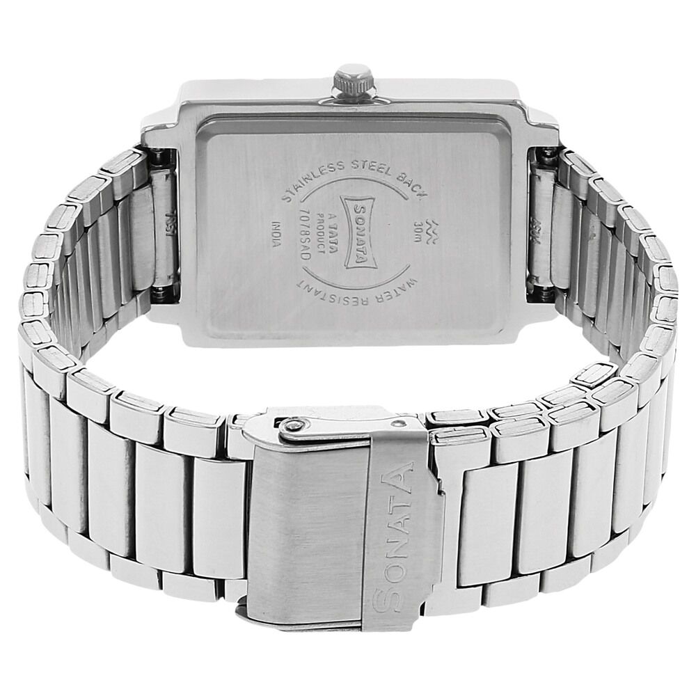Buy Online Sonata Quartz Analog White Dial Stainless Steel Strap