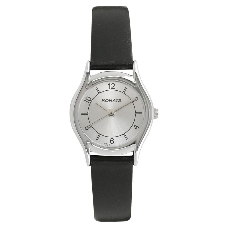 Sonata Essentials Silver Dial Women Watch With Leather Strap - image number 0