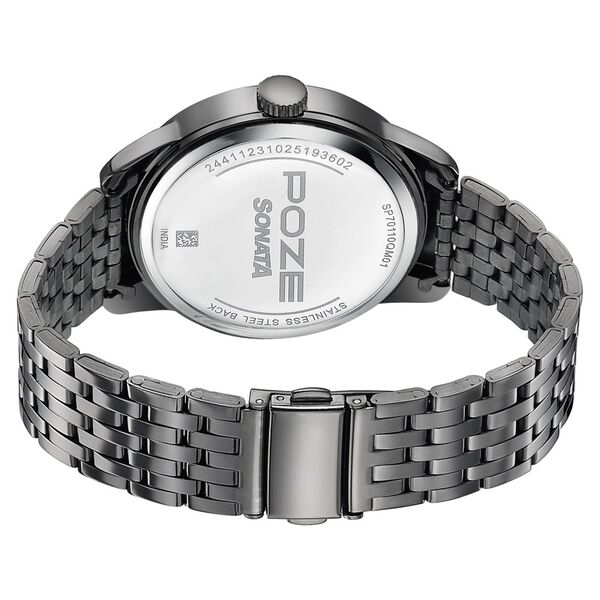 Poze By Sonata Quartz Analog Blue Dial Grey Stainless Steel Strap Watch For Men - image number 6