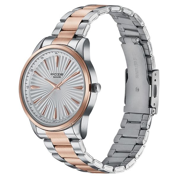 Sonata Poze Quartz Analog Silver Dial Metal Strap Watch For Men - image number 3