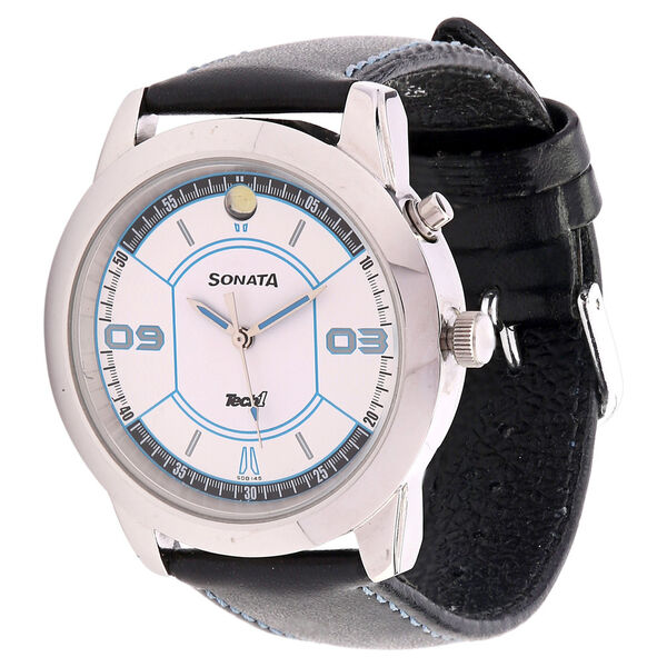 Sonata Quartz Analog Silver Dial Leather Strap Watch for Men - image number 1