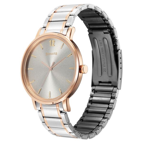 Sonata Utsav Quartz Analog Silver Dial Stainless Steel Strap Watch for Men - image number 1
