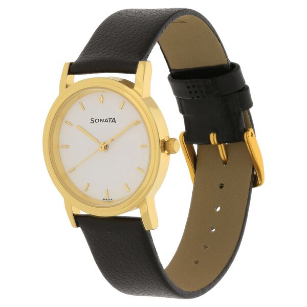 Sonata Quartz Analog White Dial Leather Strap Watch for Men - image number 1