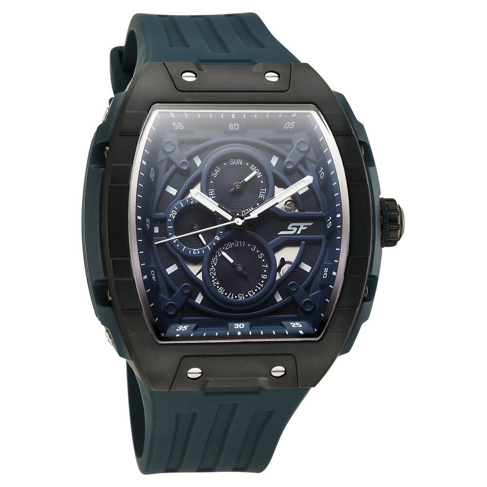 sonata SF Maiden Voyage Sport Watch - Blue Dial & Strap - Tonneau Shaped Case with Multifunction movement-picture-11
