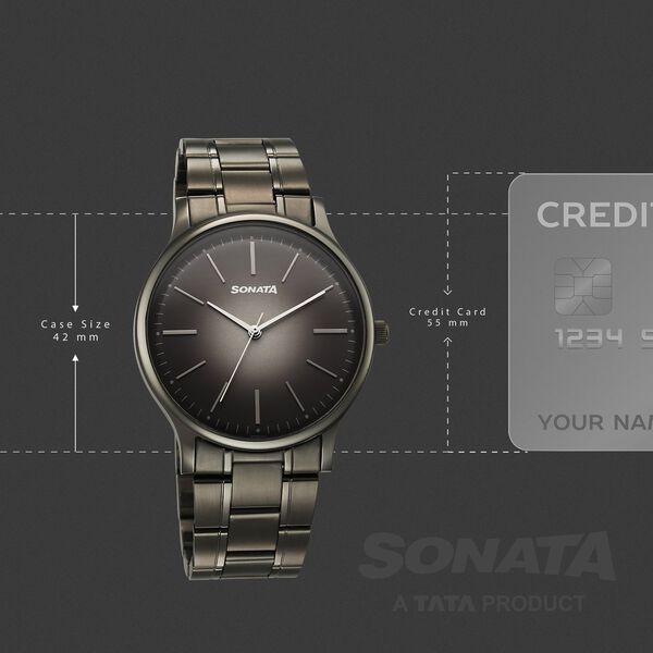 Sonata Aspire Quartz Analog Grey Dial Stainless Steel Strap Watch For Men - image number 3