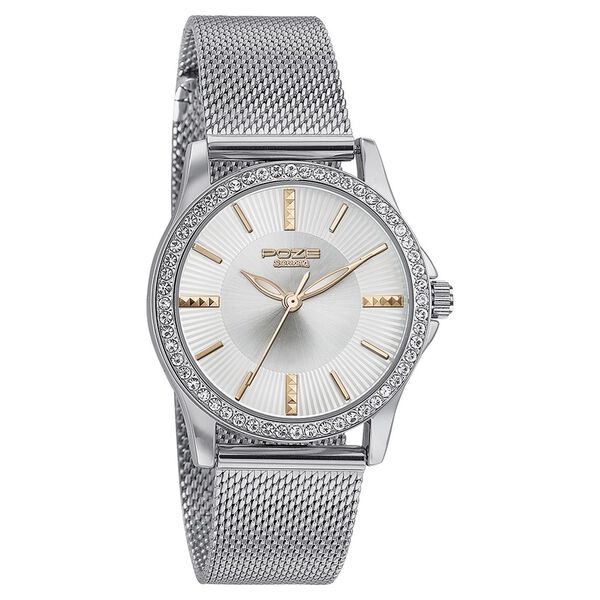 Sonata Poze Quartz Analog Silver Round Dial Silver Mesh Strap Watch For Women - image number 2