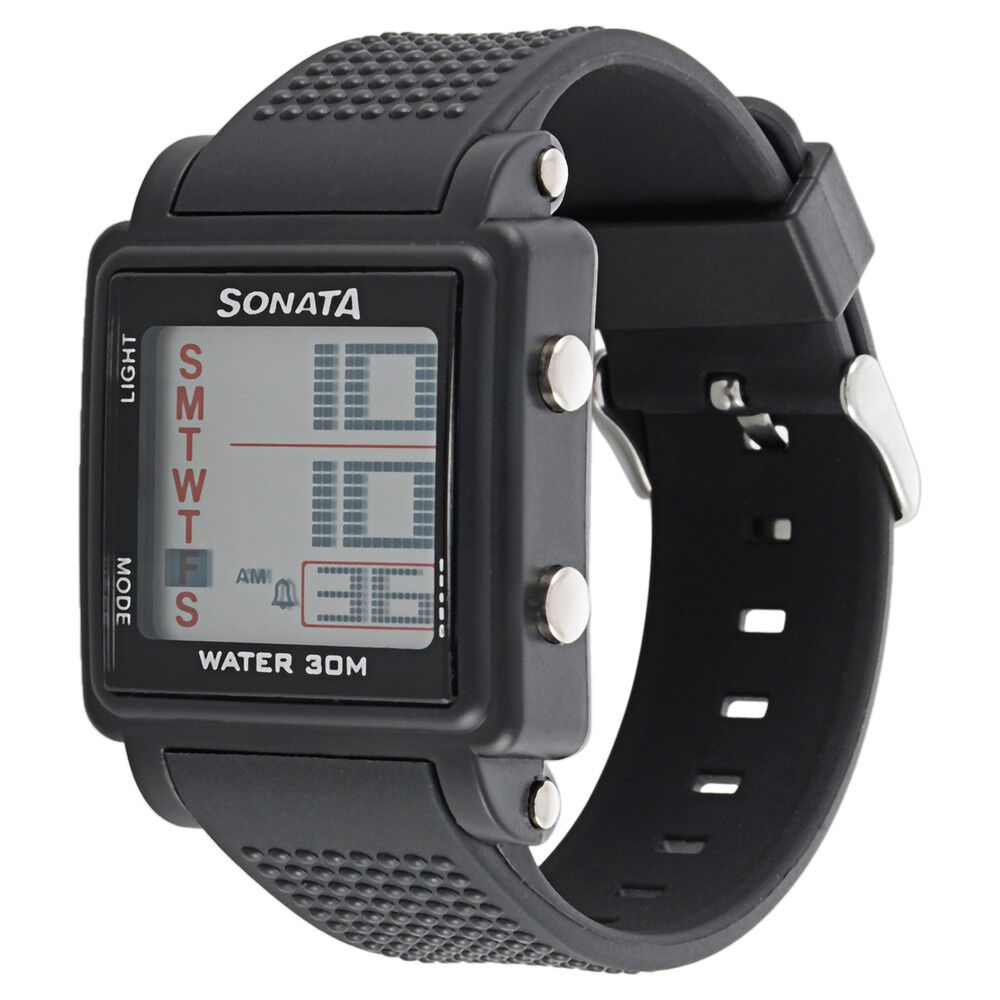 SF Digital Dial Black Plastic Strap Watch for Men
