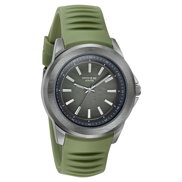 Sonata Poze Quartz Analog Green Dial Plastic Strap Watch For Men - image number 2