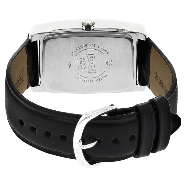Sonata Quartz Analog with Day and Date Silver Dial Leather Strap Watch for Men - image number 3