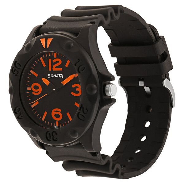 SF Quartz Analog Black Dial Plastic Strap Watch for Men - image number 1