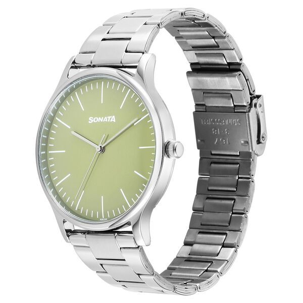 Sonata Aspire Quartz Analog Green Dial Stainless Steel Strap Watch For Men - image number 2
