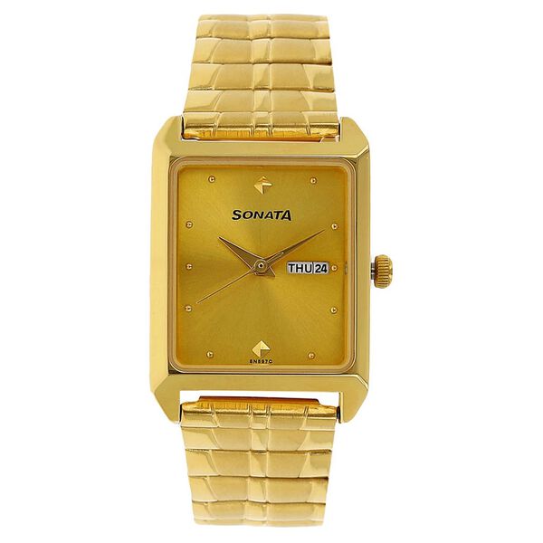 Sonata Quartz Analog Champagne Dial Stainless Steel Strap Watch for Men - image number 0
