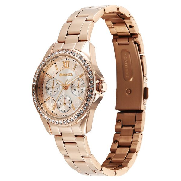 Sonata Festive Quartz Multifunction Pink Dial Metal Strap Watch For Women - image number 1