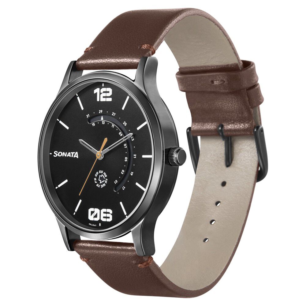Sonata leather watch price sales