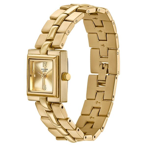 Poze By Sonata Quartz Analog Golden Dial Golden Metal Strap Watch For Women - image number 4