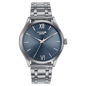 Sonata Poze Quartz Analog Blue Dial Metal Strap Watch for Men