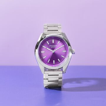 Sonata Poze Quartz Analog Purple Dial Metal Strap Watch For Men