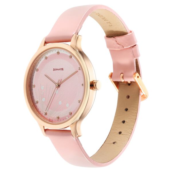 Sonata Blush Quartz Analog Pink dial Leather Strap Watch for Women - image number 1