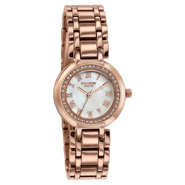 Poze By Sonata Quartz Analog White Dial Rose Gold Metal Strap Watch For Women - image number 2