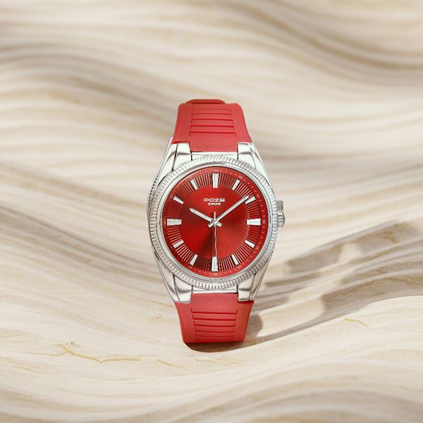 Poze By Sonata Quartz Analog Red Dial Red Silicone Strap Watch For Men - image number 0
