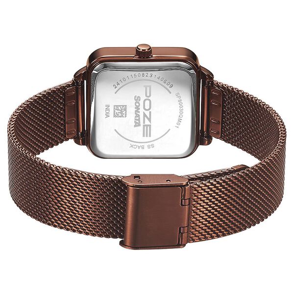 Poze by Sonata Quartz Analog Brown Dial Stainless Steel Strap Watch for Women - image number 4