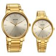 Sonata Pair Quartz Analog Champagne Dial Stainless Steel Strap Watch for Couple - image number 0