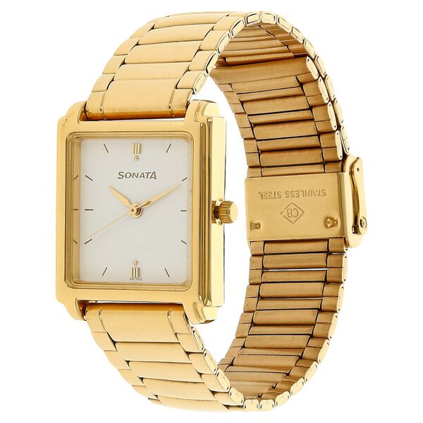 Sonata Quartz Analog White Dial Metal Strap Watch for Men - image number 1