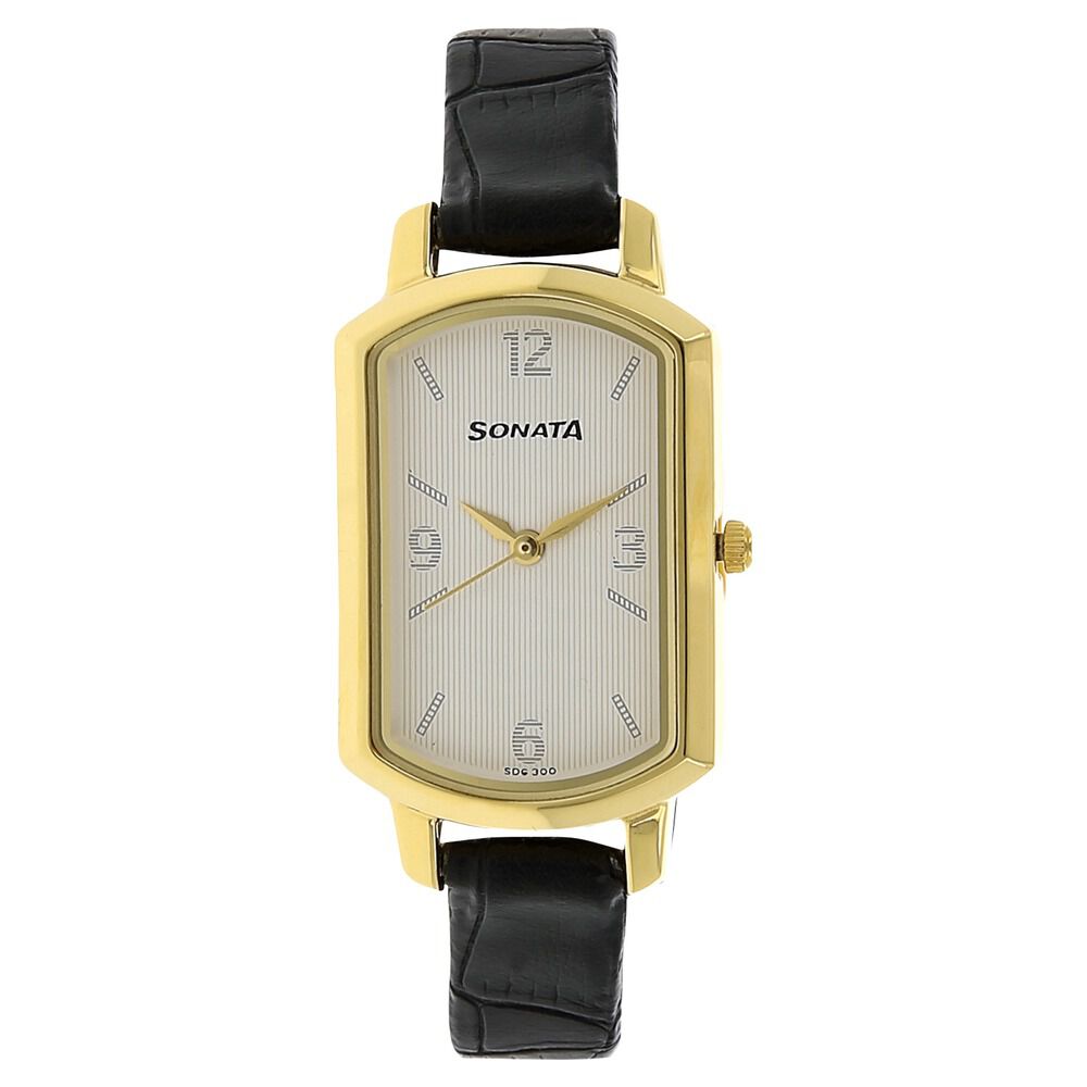 Buy Online Sonata Elite White Dial Women Watch With Leather Strap nk8139yl01 Sonata