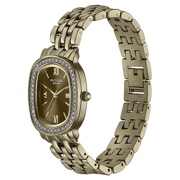 Sonata Poze Quartz Analog Khaki Dial Metal Strap Watch For Women - image number 3