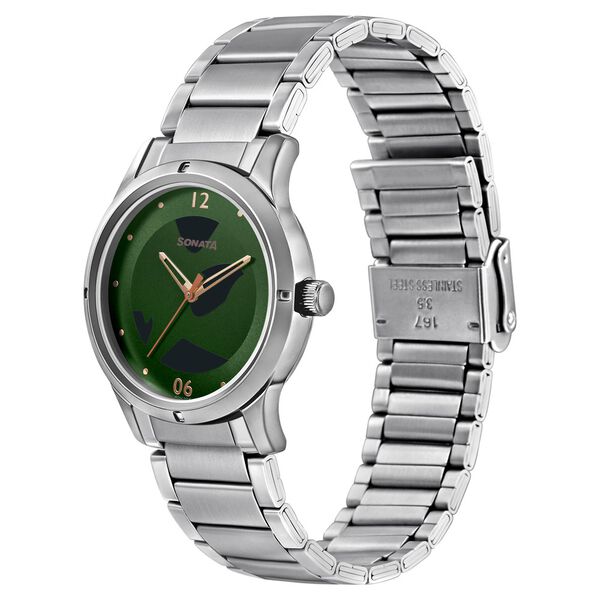 Sonata Women of Steel Green Dial Metal Strap Watch for Women - image number 1
